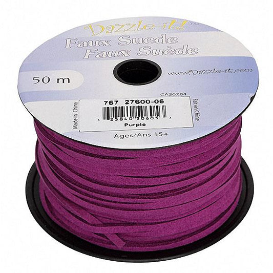 Faux Suede 3mm Lace 50m Purple
