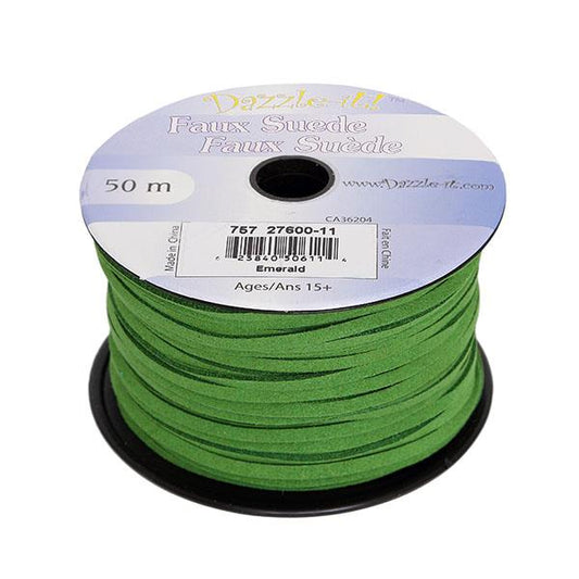 Faux Suede 3mm Lace 50m Emerald