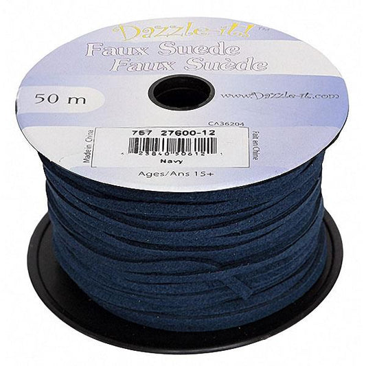 Faux Suede 3mm Lace 50m Navy