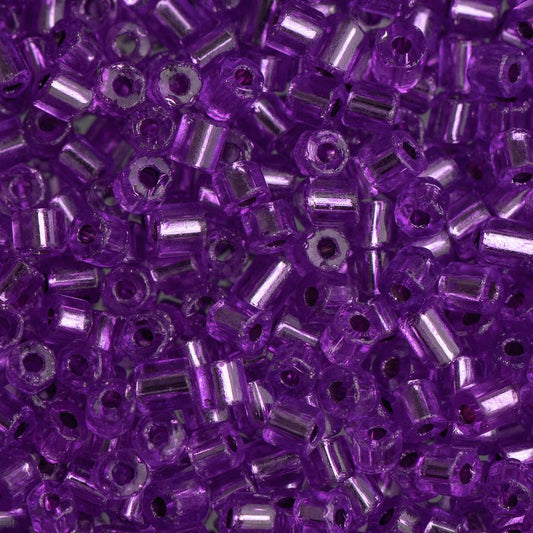 10/0 Czech 2 Cut Seed Beads Silver Lined Mauve Blue 22g