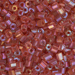 10/0 Czech 2 Cut Seed Beads Rainbow Natural Pink 22g