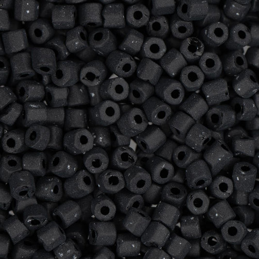 10/0 Czech 2 Cut Seed Beads Opaque Matte Black 22g