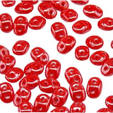*Czech Miniduo Beads Coral Red White Luster 8g
