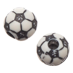 12mm Soccer Ball Plastic Sports Beads 10/pk