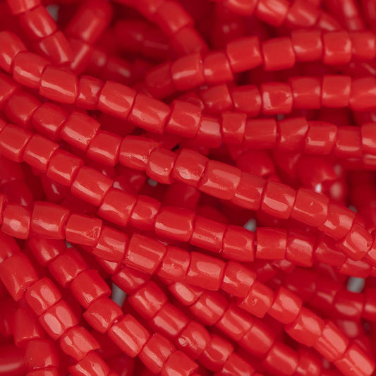 10/0 Czech 3 Cut Seed Beads Opaque Light Red Hank
