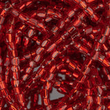 10/0 tchèque 3 perles de rocaille coupées argent doublé rouge Hank