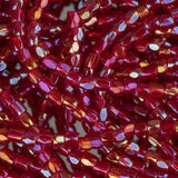 10/0 Czech 3 Cut Seed Beads Transparent Iris Red Hank