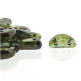 Perles de demi-lune tchèques 50/fil - cristal travertin bleu