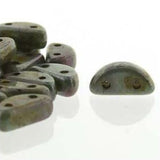 Perles tchèques demi-lune 50/fil - bleu travertin blanc