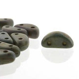 Perles de demi-lune tchèques 50/fil - Bleu travertin mat blanc