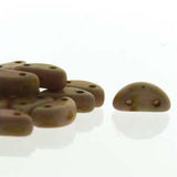 Perles Demi-Lune Tchèques 50/fil - Blanc Mat Travertin Rouge