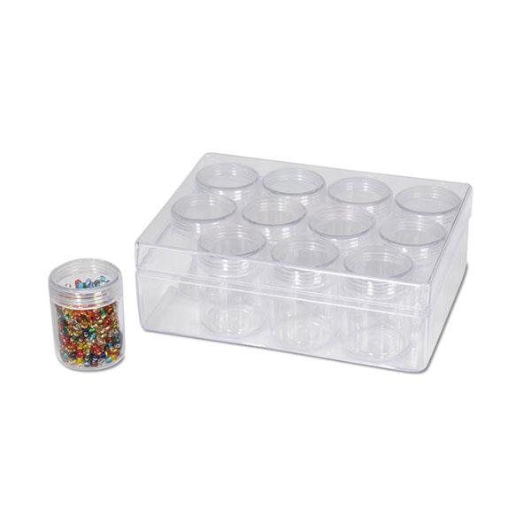Storage Round Clear Container with Screw Lids For Small Items Organizer 1.5  inches - 12 Pieces