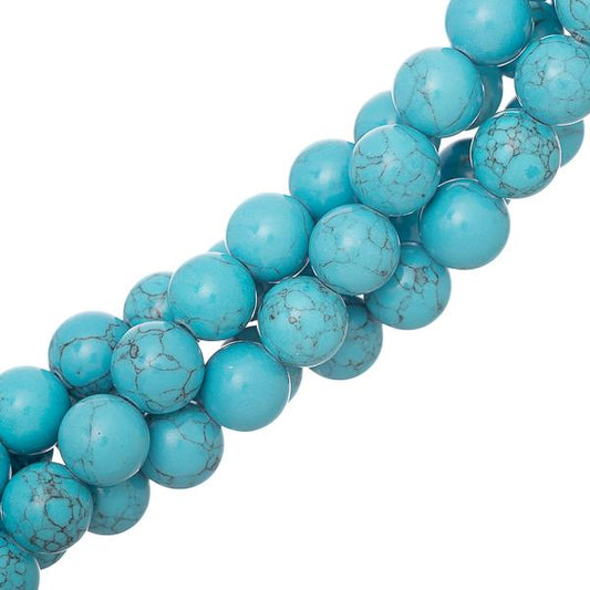 Turquoise Blue Beads 10mm Round (Synthetic/Dyed) 15-16" Strand