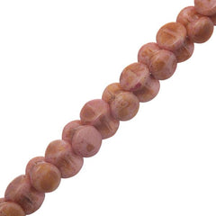 *4x6mm Czech Pellet Beads Pink Alabaster Travertine 44/Strand