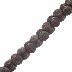 *4x6mm Czech Pellet Beads Red Travertine 44/Strand