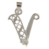 *Letter V Rhinestone Pendant 25x17mm Each