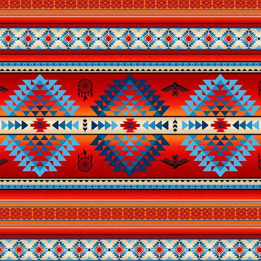 Cotton Fabric Southwestern Stripe #536 Terracotta - Half Yard