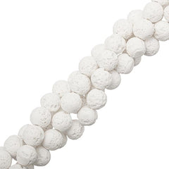 8mm Lava White (Natural/Bleached) Beads 15-16" Strand
