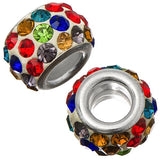 European Rhinestone Beads 12mm White Colourful 5/pk