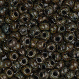 8/0 Czech Seed Beads #1723V Travertine Black 22g