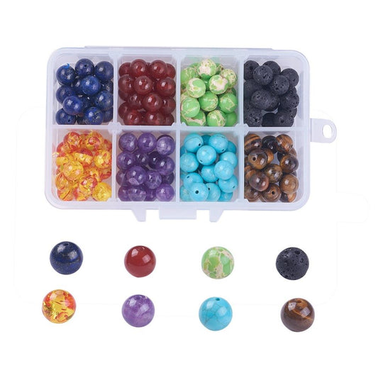 Chakra Mixed Beads Kit 8mm Round Gemstones 160/Box