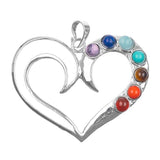 1 3/4" pendentif en métal avec pierres précieuses chakra du cœur 1/pk