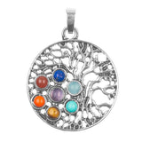 Pendentif en métal Arbre de vie 1 1/4" avec pierres précieuses 1/pk