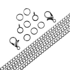 Chain & Findings Set Curb Chain 3mm Silver 36"
