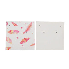 Paper Earring Cards 2 3/8" Pink Feathers 50/pk