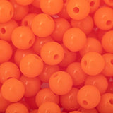 Perles rondes en plastique de 6 mm 100/pqt - Orange fluo