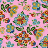 Cotton Fabric Beaded Floral #449 Pink - Half Yard