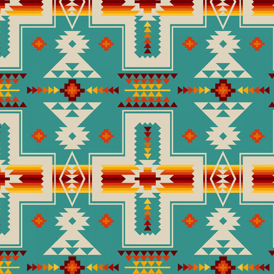 Cotton Fabric Southwestern Cross #468 Turquoise - Half Yard