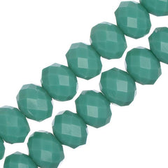 Crystal Lane Rondelle 6x8mm Opaque Turquoise Green 2x7" Strand