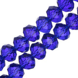 Crystal Lane Rondelle 6x8mm Transparent Dark Sapphire 2x7"Strand