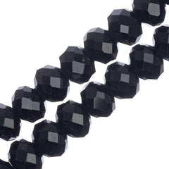 Crystal Lane Rondelle 6x8mm Opaque Black 2x7" Strand