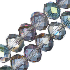 Crystal Lane Rondelle 8x10mm Tr Rose Green Luster 2x7" Strand