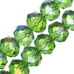 Crystal Lane Rondelle 8x10mm Transparent Green AB 2x7" Strand