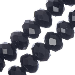 Crystal Lane Rondelle 8x10mm Opaque Black 2x7" Strand