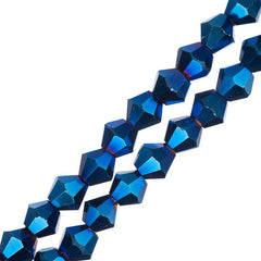 Crystal Lane Bicone 4mm Opaque Blue Iris 2x7" Strand