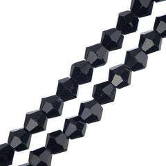 Crystal Lane Bicone 4mm Opaque Black 2x7" Strand