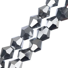 Crystal Lane Bicone 6mm Op Silver Iris 2x7" Strand