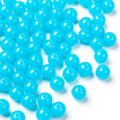 Round Plastic Beads 8mm Opaque Neon Blue 100/pk