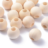 25mm Grosses Perles Rondes en Bois Naturel 10/pk