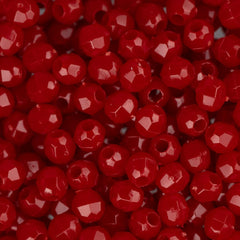 4mm Plastic Facetted Beads 1350/pk - Opaque Red