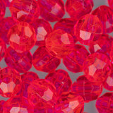 Faceted Plastic Beads 8mm Transparent Hot Pink 900/pk