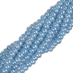 11/0 Czech Seed Beads #35010 Opaque Pearl Pale Blue Dyed 6 Strand Hank