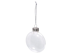 Clear Plastic Flat Round Ornament with Hanger 8cm 1/pk