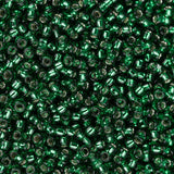 Perles de rocaille Toho 15/0 # 36 émeraude verte doublée d'argent fiole de 8 à 9 g