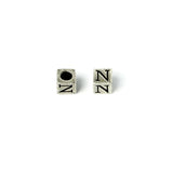 Metal Cube "N" Bead 7mm Antique Silver (Each)