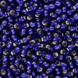 Perles de rocaille Toho 11/0 #28DF Flacon de cobalt givré doublé d'argent 8-9g